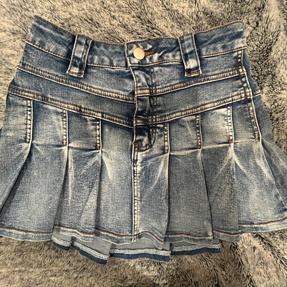 Windsor Denim Pleated Mini Skirt